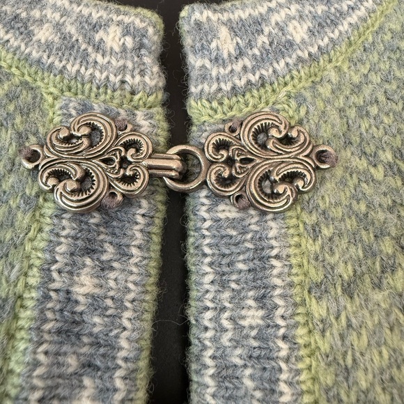 VTG Susan Bristol 100% Wool Alpine Women's Sz L Jacket Sweater Nickel Clips - Picture 3 of 4